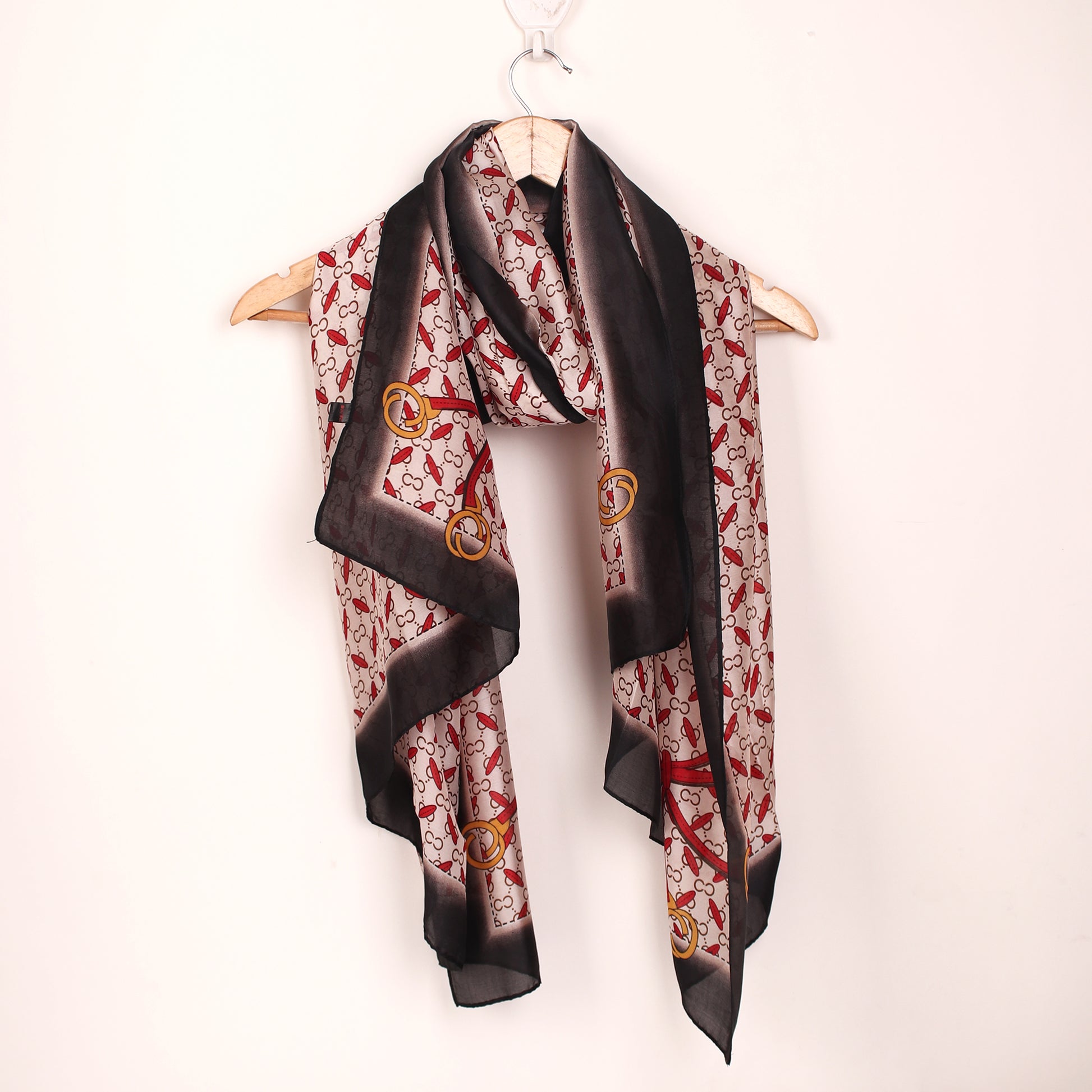 Scarf,Red & White Printed Designer Stole - Cippele Multi Store