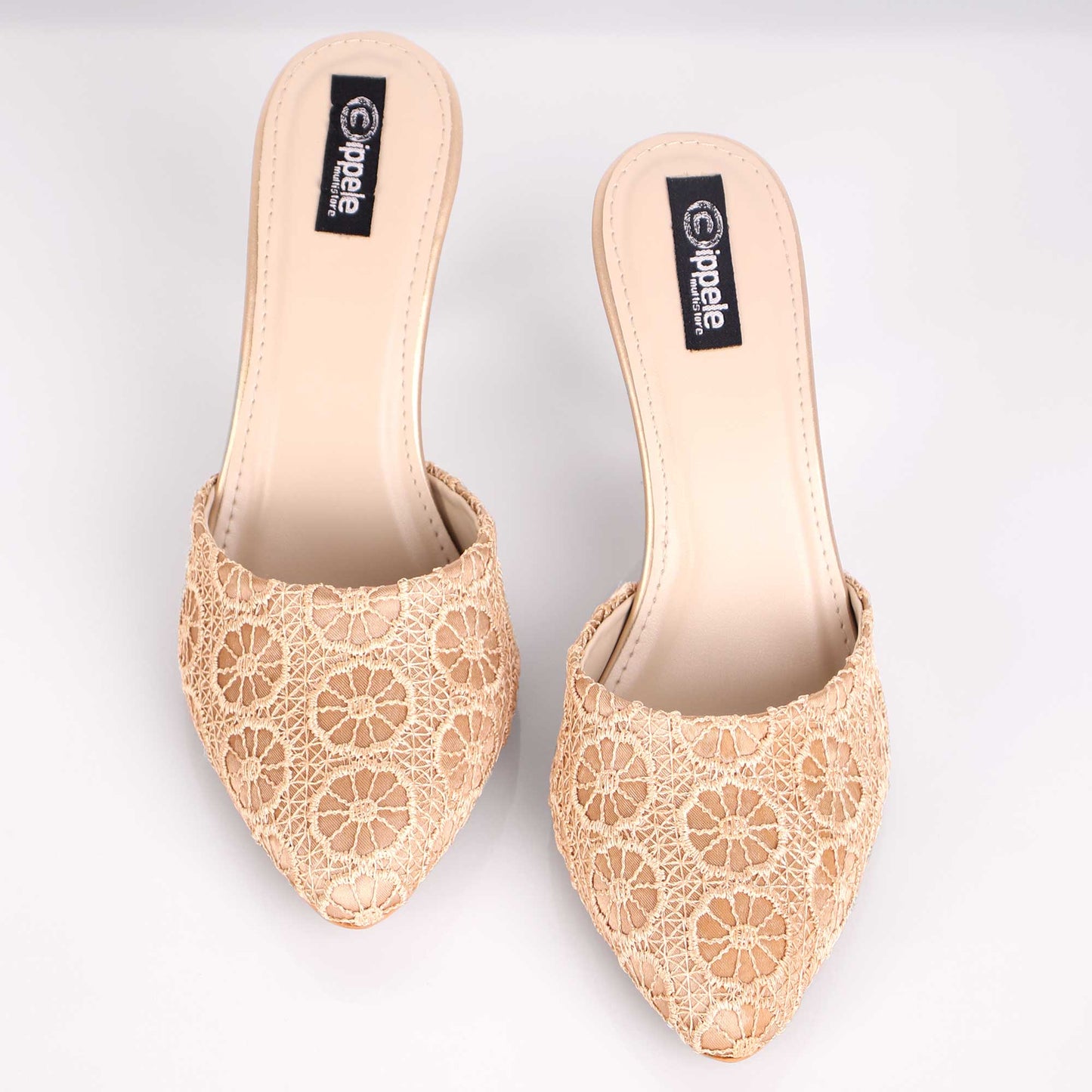The Succulent Floral Heels in Light Brown