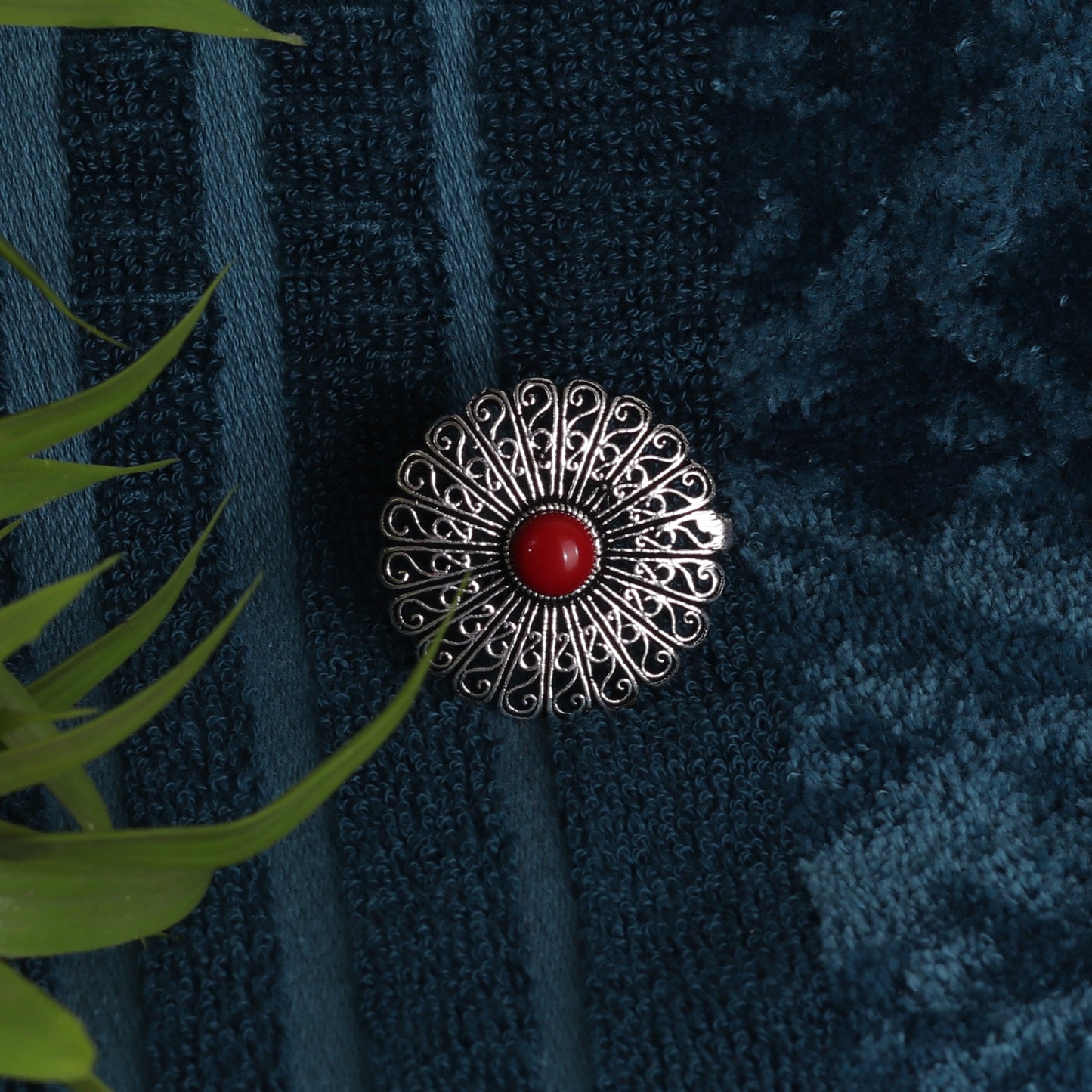 Silver & Red Vintage Ring