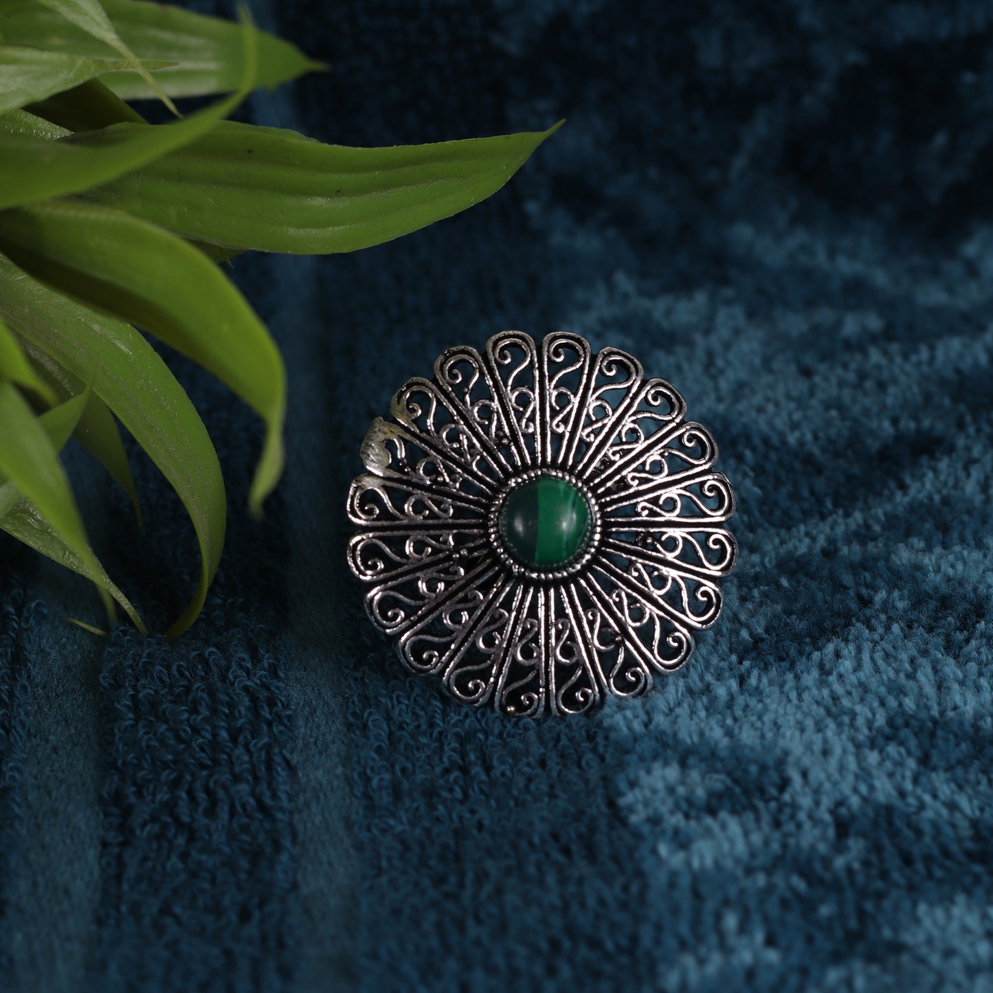 Silver & Green Vintage Ring