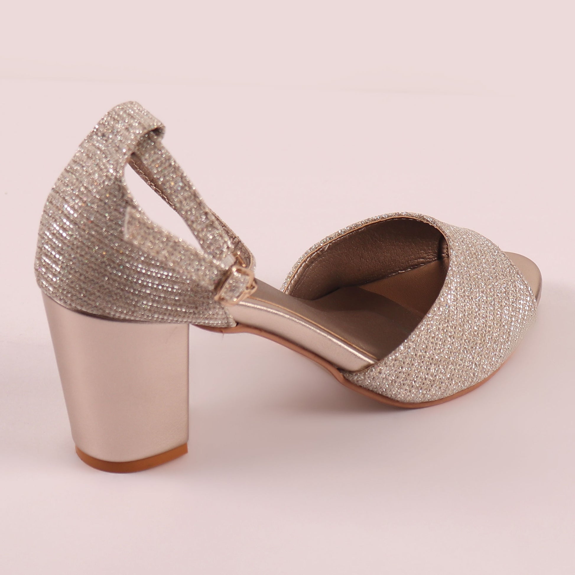 Foot Wear,The Gleamy Block Heel in Zinc - Cippele Multi Store