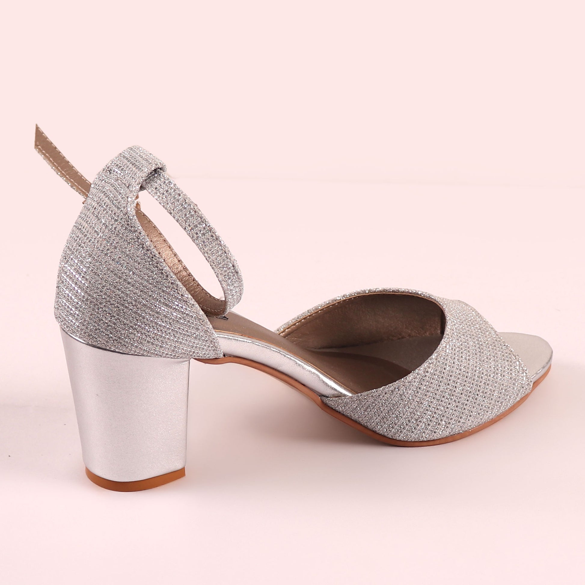 Foot Wear,The Gleamy Block Heel in Silver - Cippele Multi Store