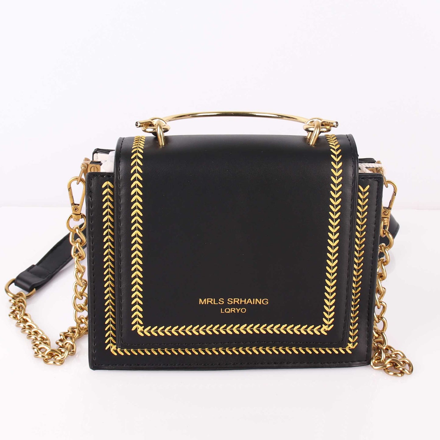 The Graceful Stitched Embroidery Sling Bag in Black