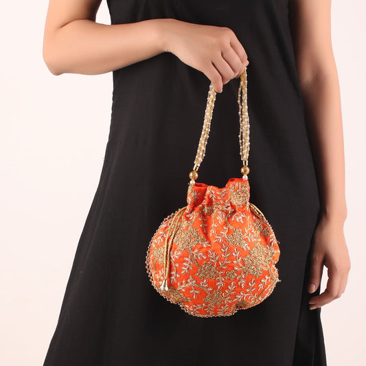 Potli,The Golden Amulet Orange Potli - Cippele Multi Store