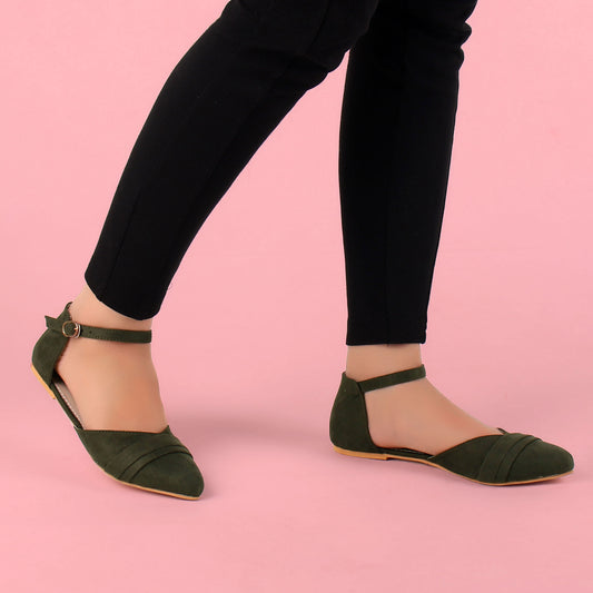 Foot Wear,The Graceful Suave Green Flats - Cippele Multi Store
