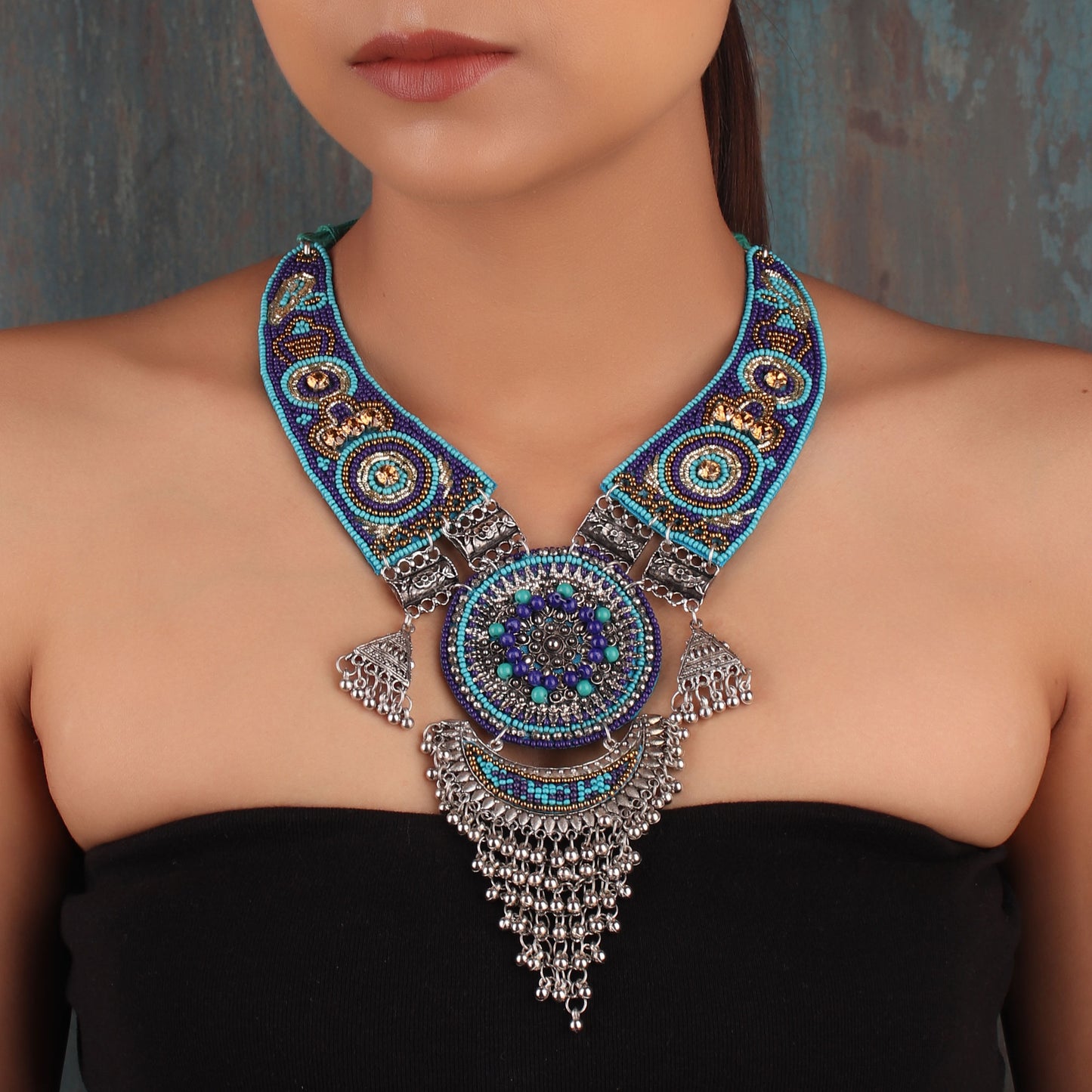 Necklace,The Picasso Art Necklace in Blue - Cippele Multi Store