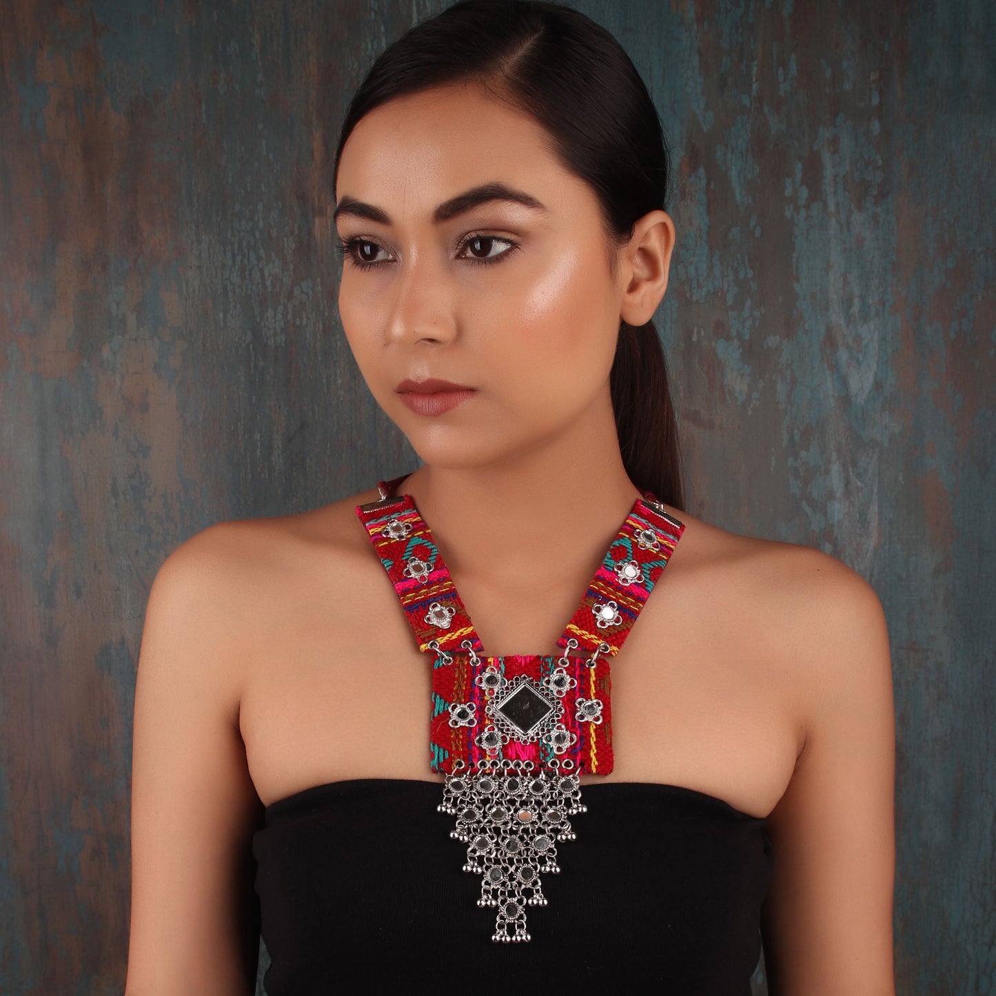 Necklace,The Naayika Necklace in Maroon - Cippele Multi Store