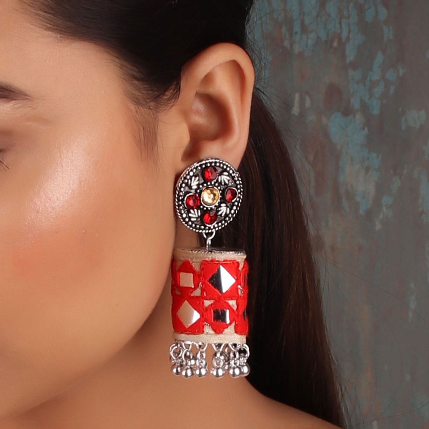 Earrings,The Artwork Earring in Red & Off-White - Cippele Multi Store