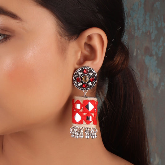 Earrings,The Artwork Earring in Red & Off-White - Cippele Multi Store