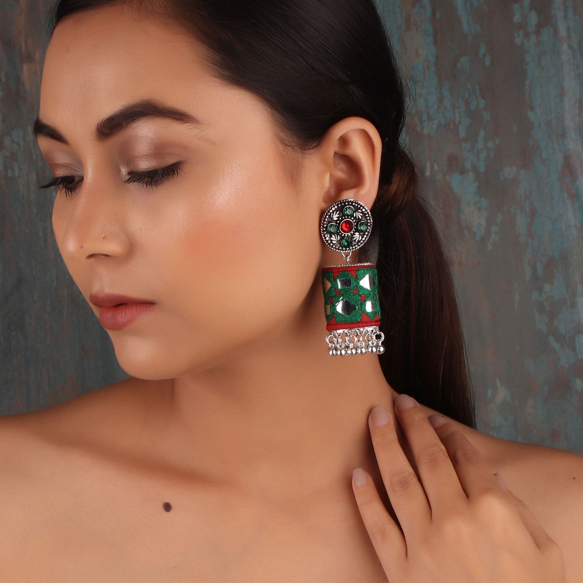 Earrings,The Artwork Earring in Green & Red - Cippele Multi Store