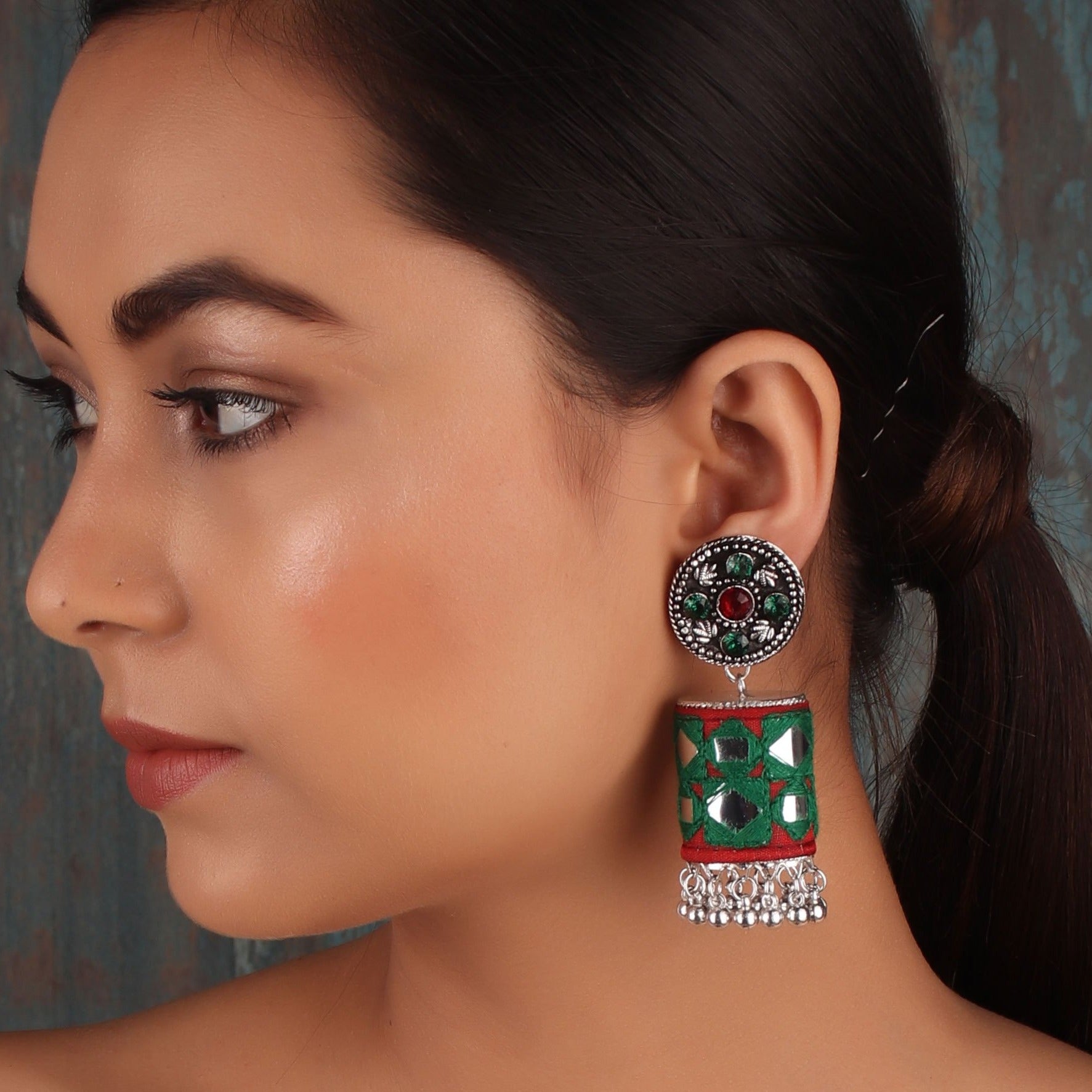 Earrings,The Artwork Earring in Green & Red - Cippele Multi Store