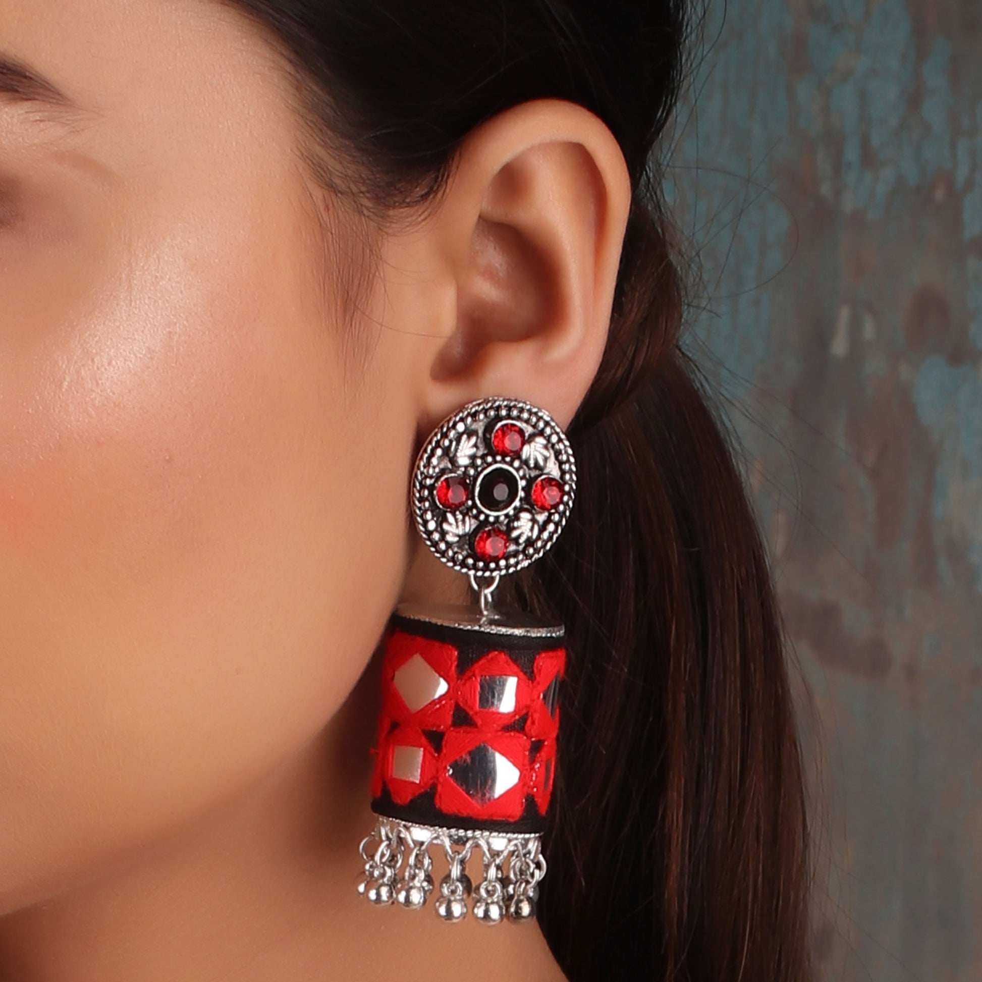 Earrings,The Artwork Earring in Red & Black - Cippele Multi Store