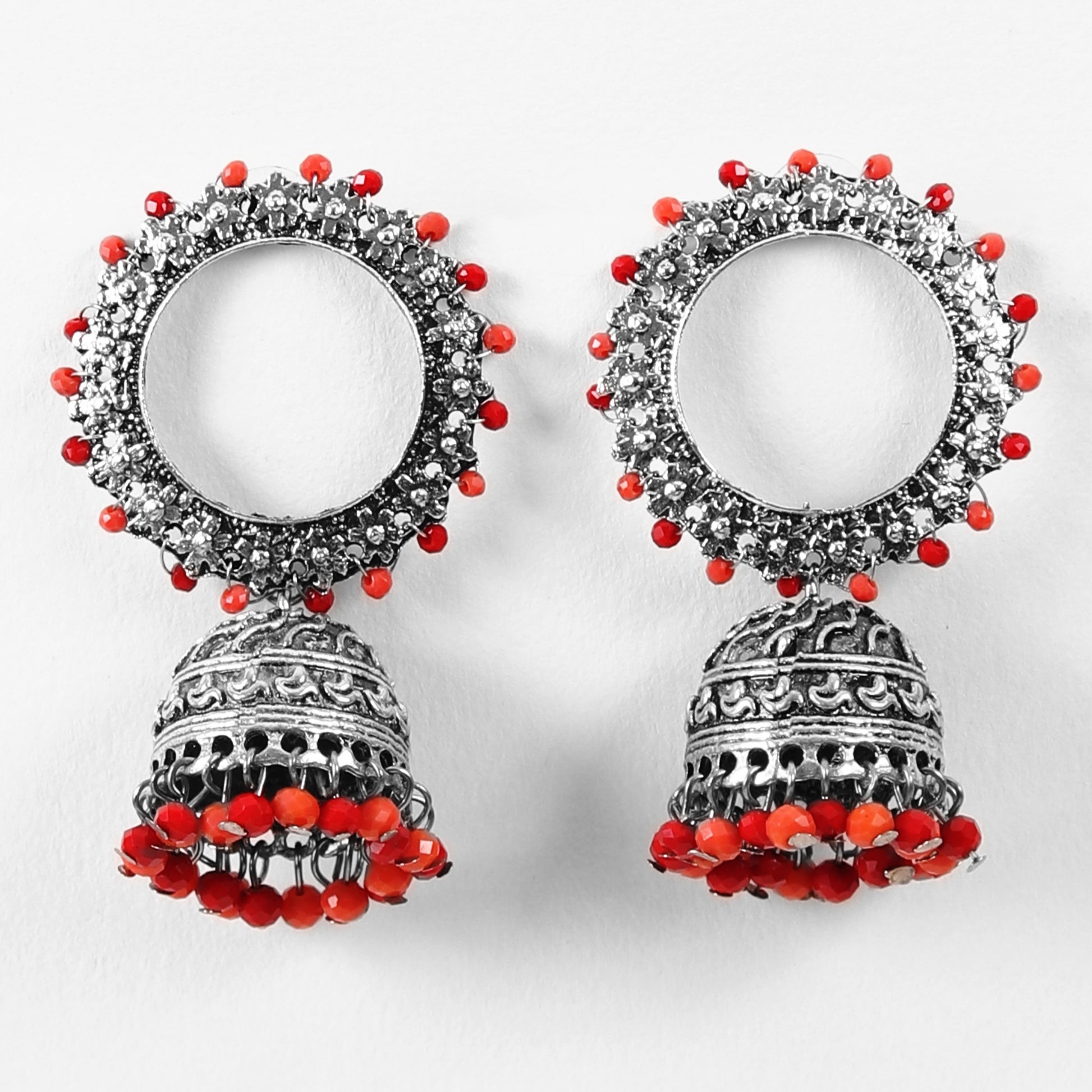 Earrings,Endearing Earrings with Jhoomer in Red - Cippele Multi Store