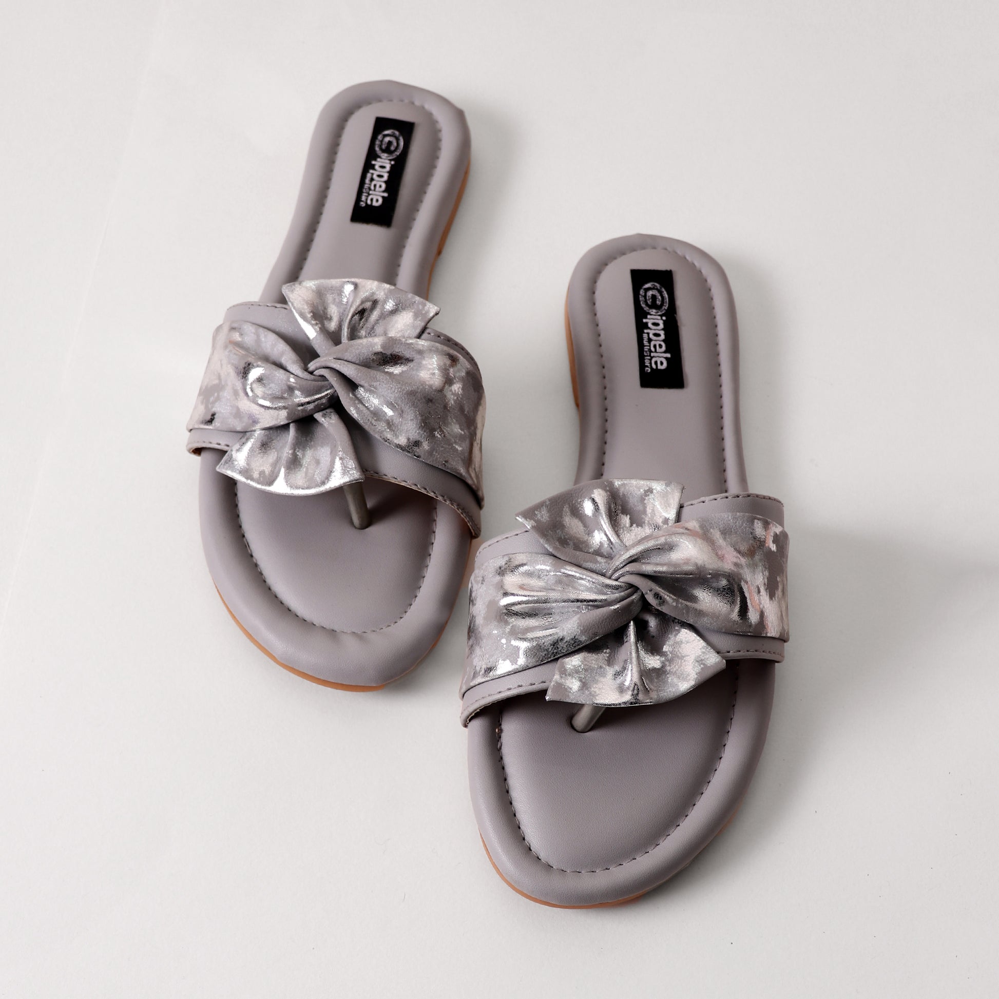 Foot Wear,Twist That Knot Flats in Grey - Cippele Multi Store