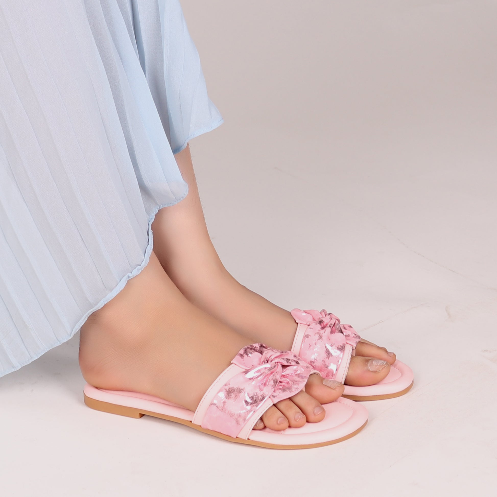 Foot Wear,Twist That Knot Flats in Baby Pink - Cippele Multi Store