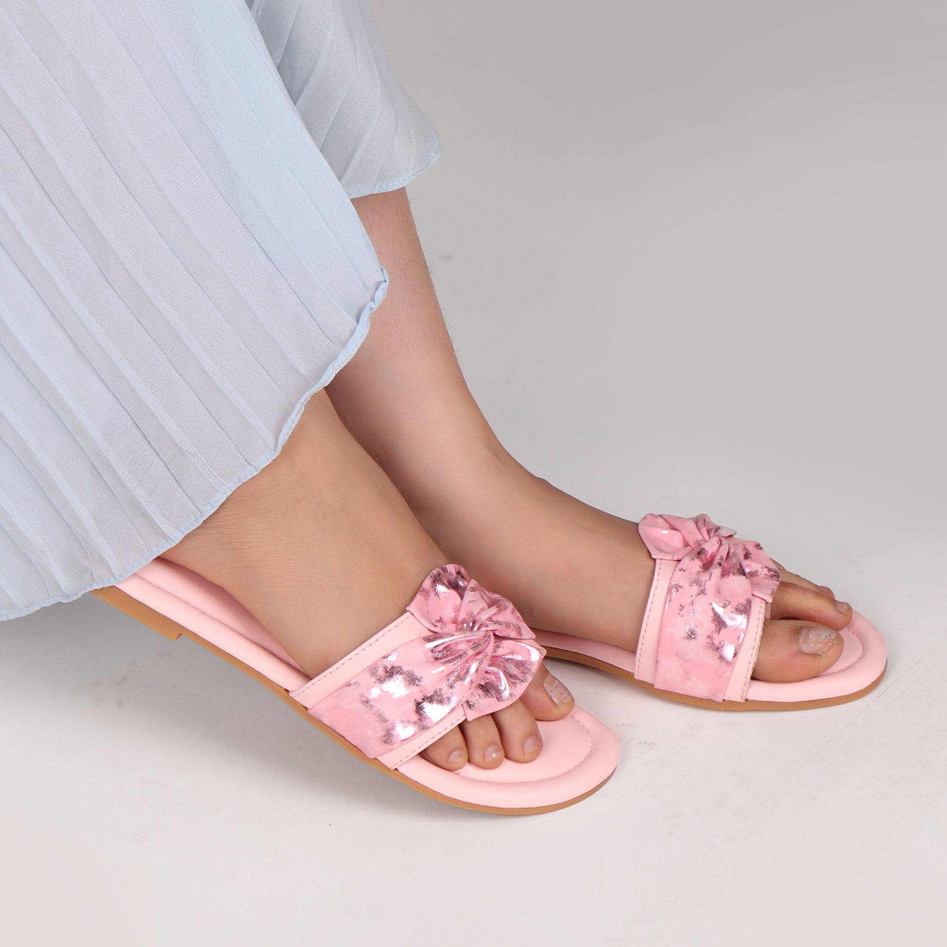 Foot Wear,Twist That Knot Flats in Baby Pink - Cippele Multi Store