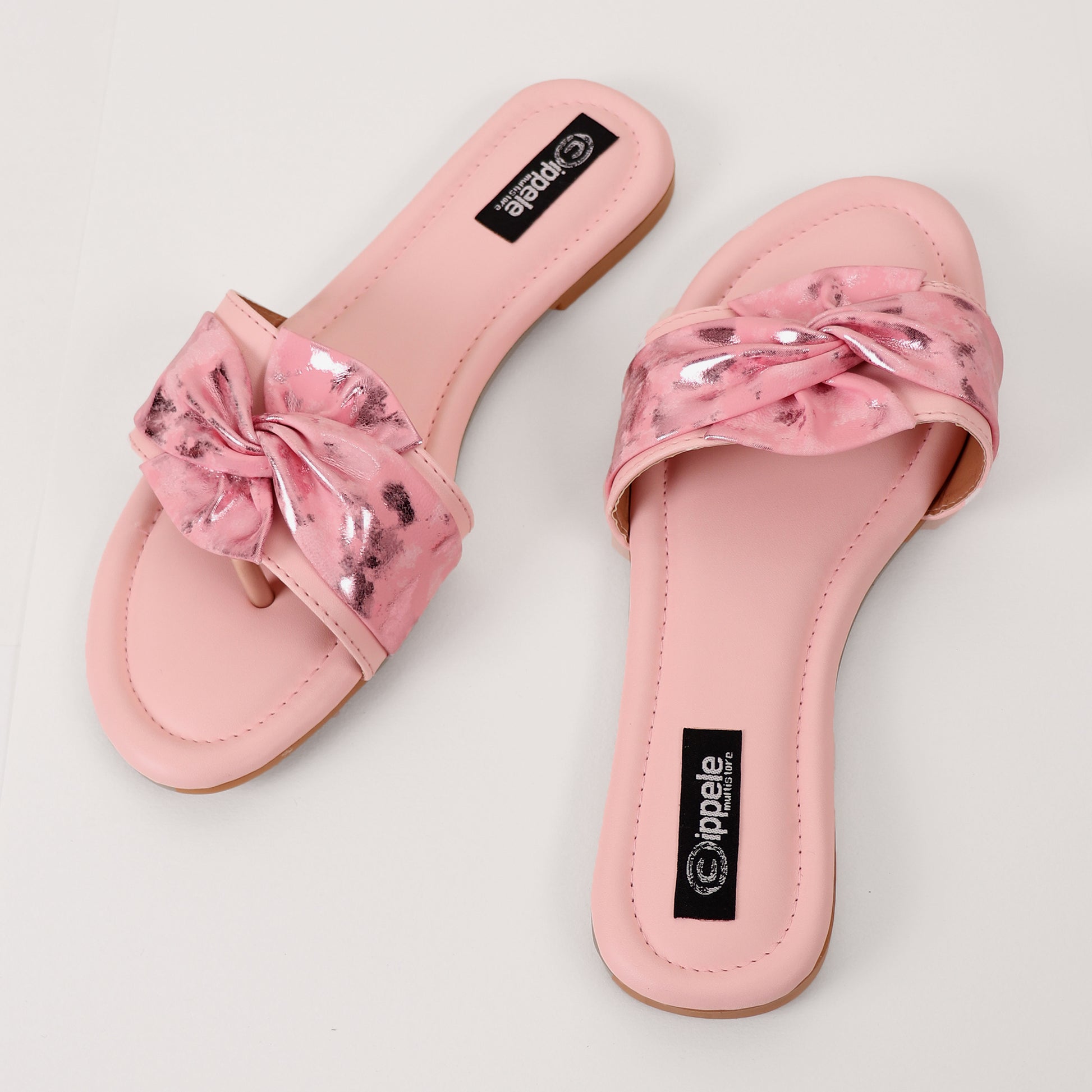 Foot Wear,Twist That Knot Flats in Baby Pink - Cippele Multi Store