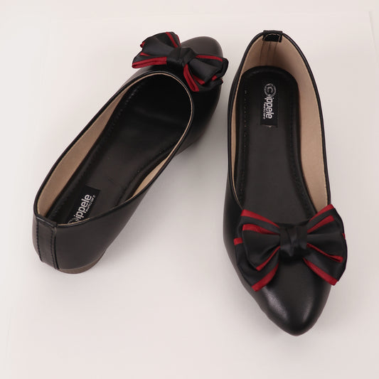Foot Wear,Satin Bow Bellies in Black - Cippele Multi Store