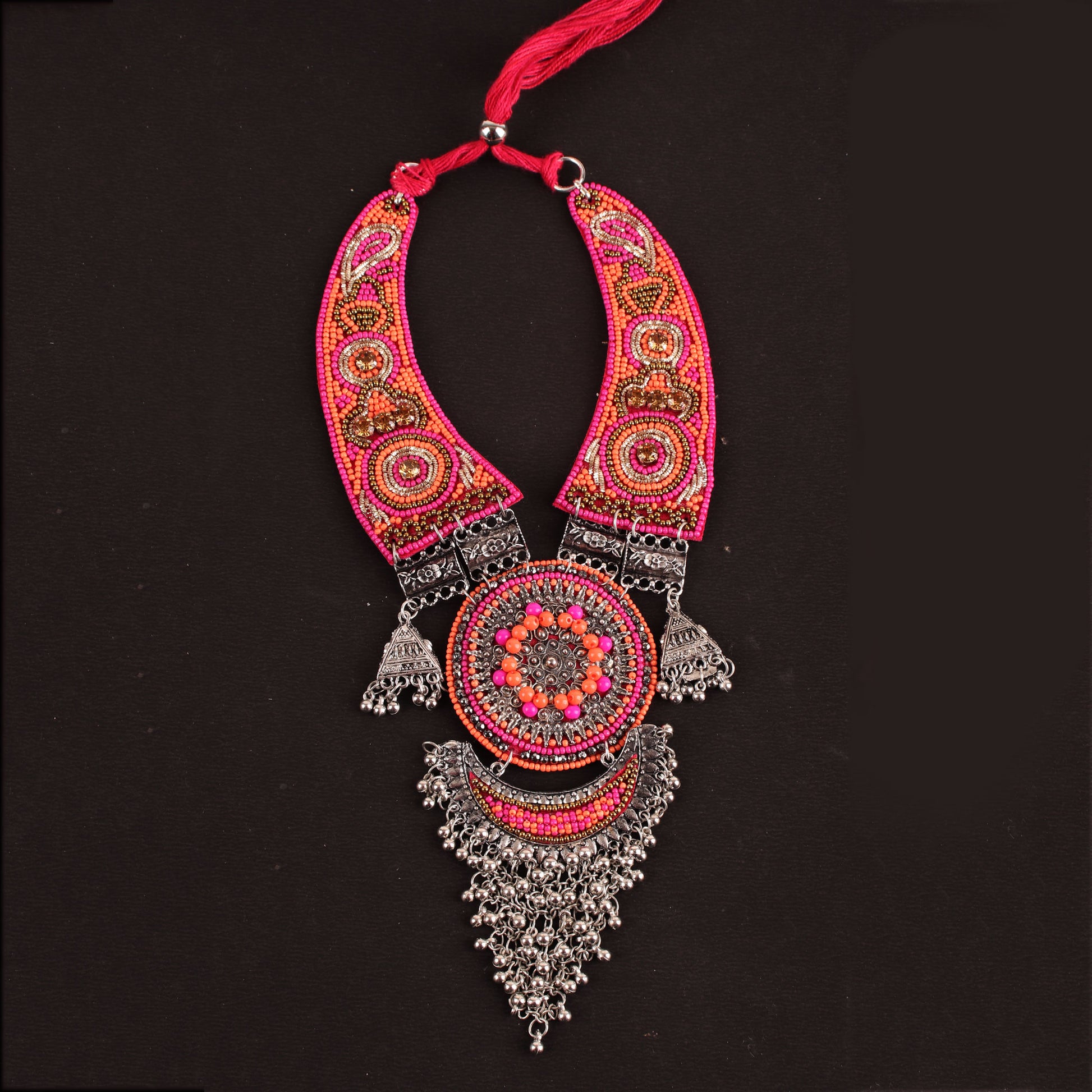Necklace,The Picasso Art Necklace in Pink & Orange - Cippele Multi Store