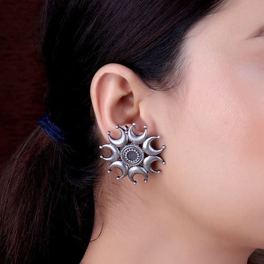 Earrings,The Moonlet Silver Look Alike Stud - Cippele Multi Store