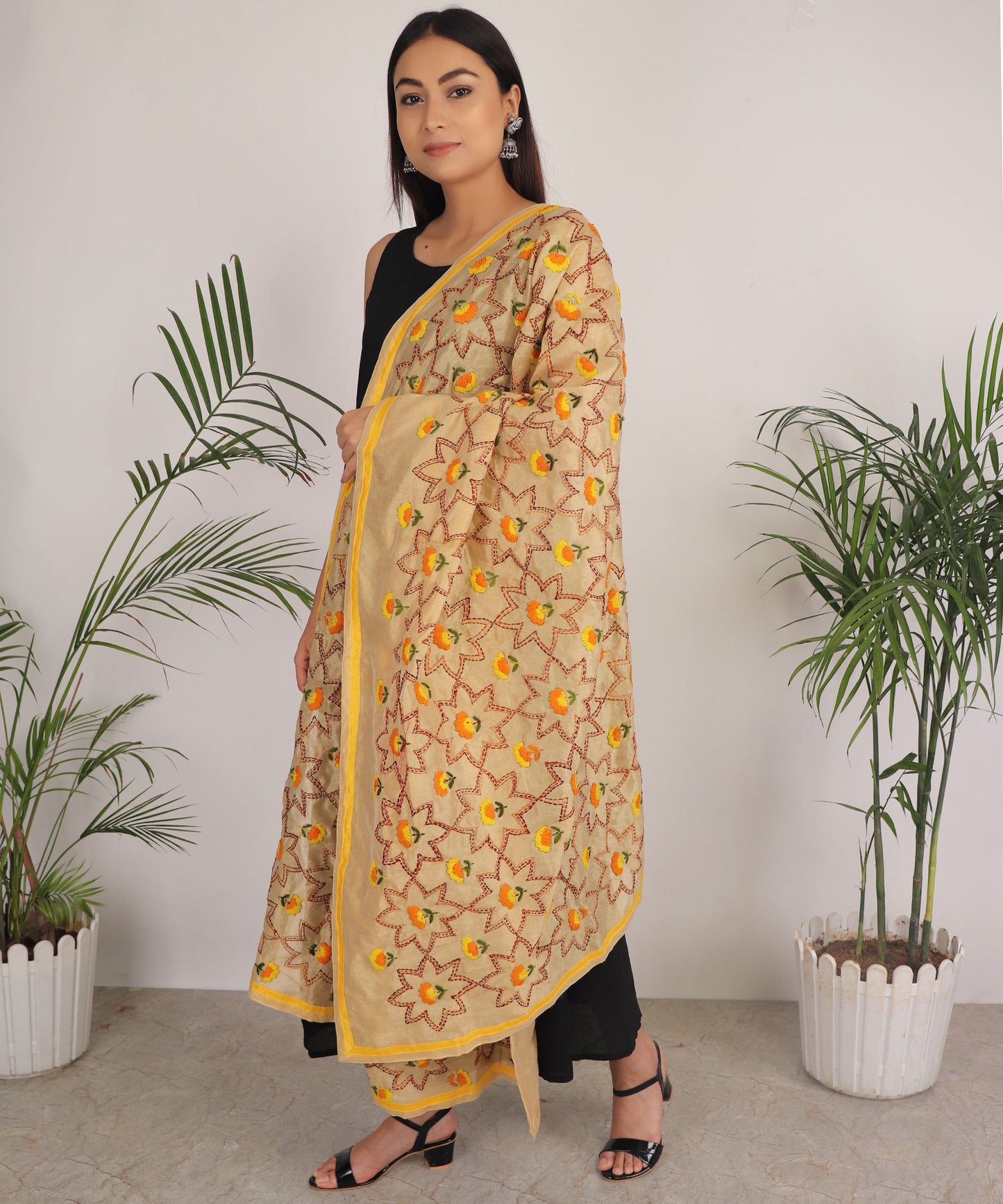 Dupatta,The Marigold Phulkari Dupatta - Cippele Multi Store