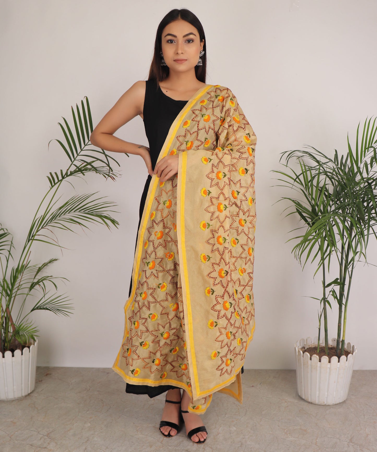 Dupatta,The Marigold Phulkari Dupatta - Cippele Multi Store