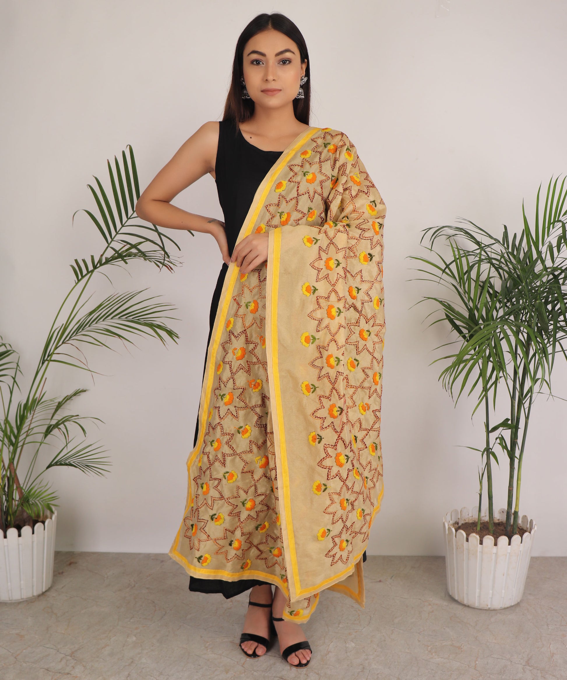 Dupatta,The Marigold Phulkari Dupatta - Cippele Multi Store