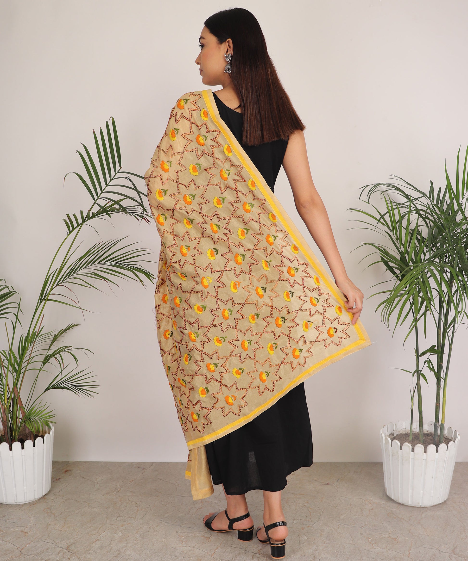 Dupatta,The Marigold Phulkari Dupatta - Cippele Multi Store