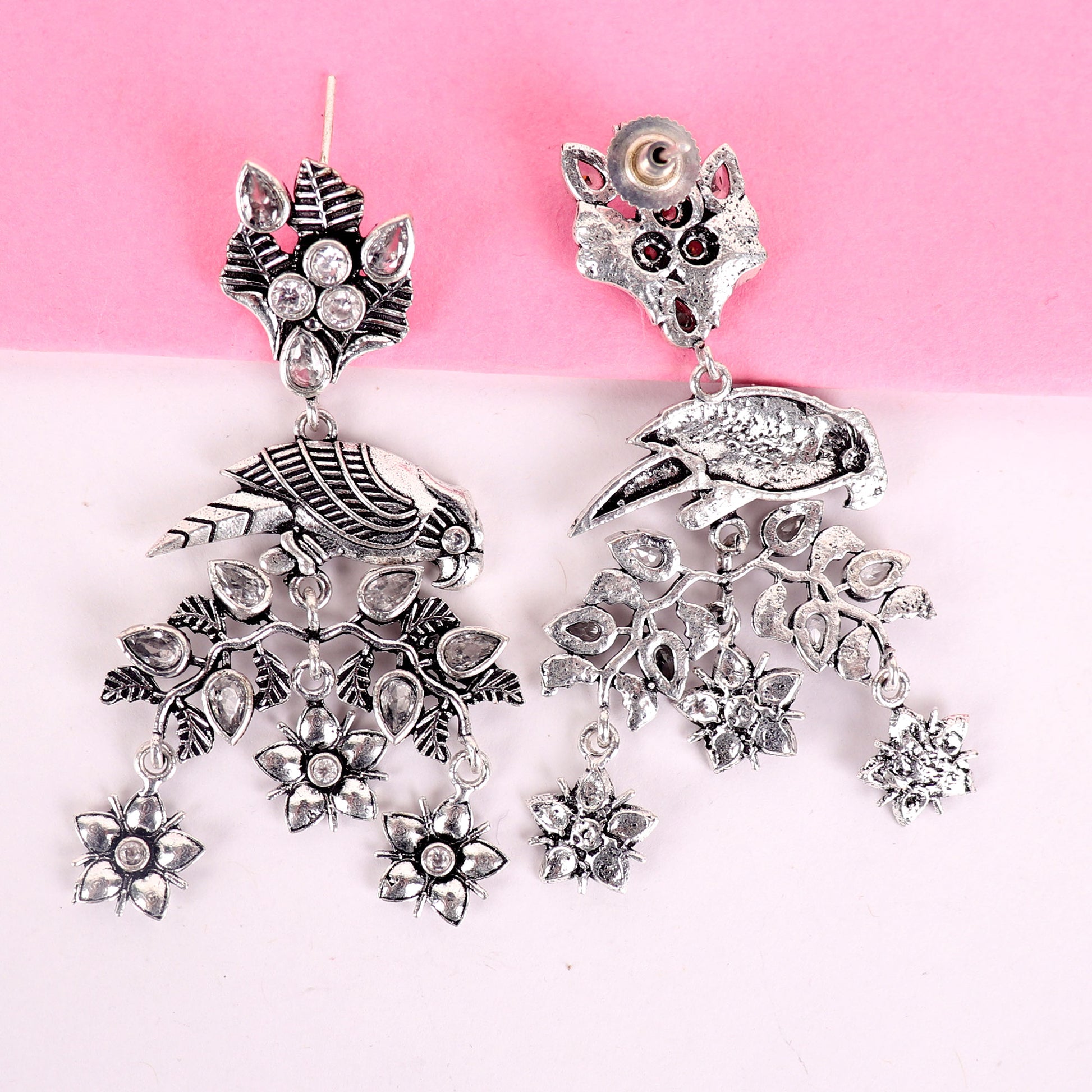 Earrings,The Glistening Parrot Earrings with White Stones - Cippele Multi Store