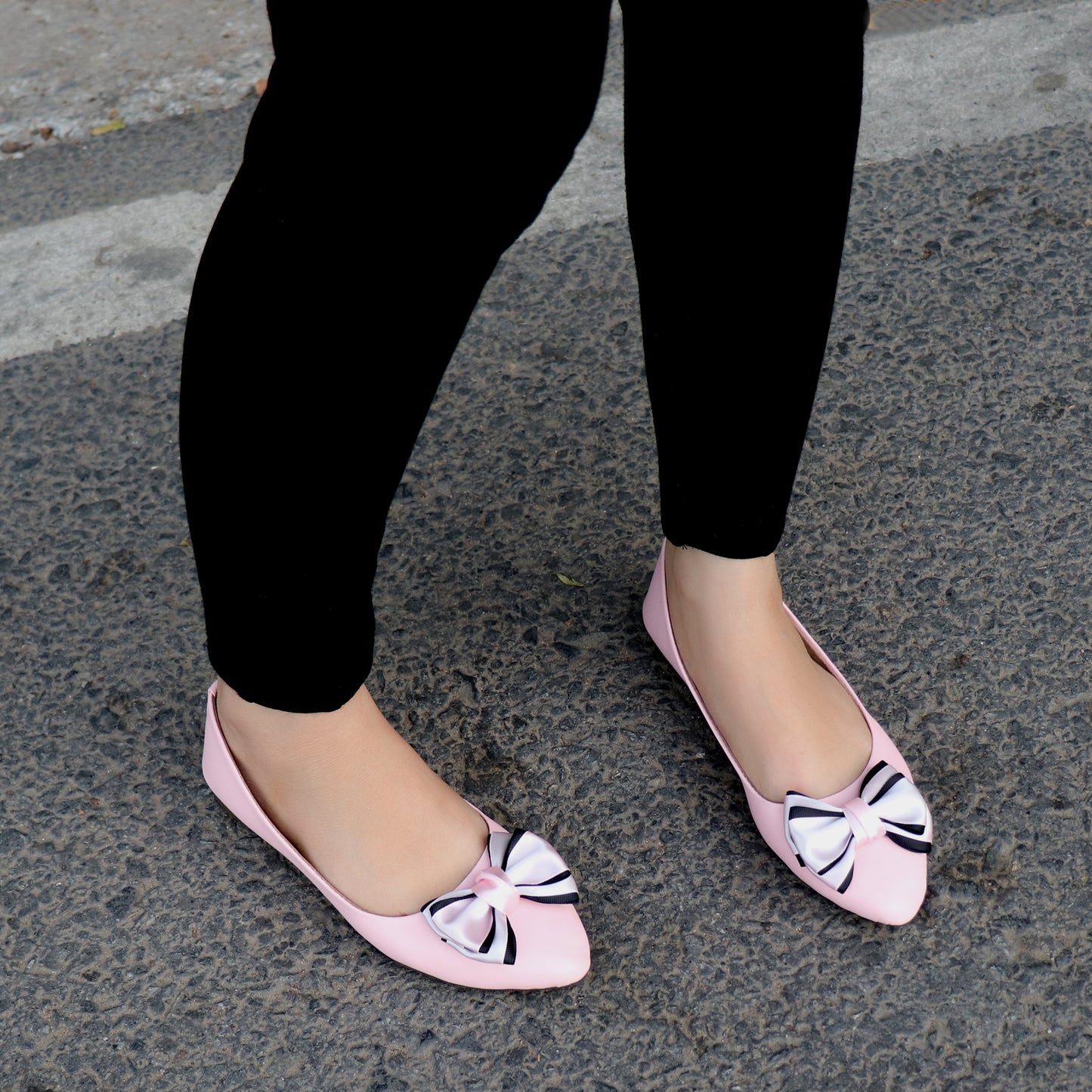 Foot Wear,Satin Bow Bellies in Pink - Cippele Multi Store