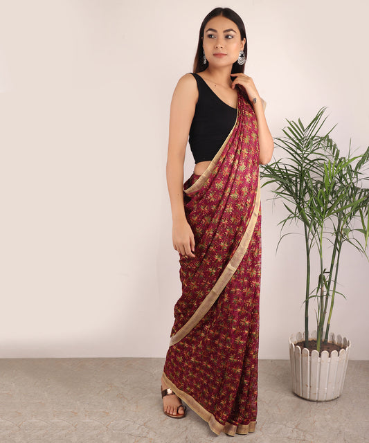 Saree,The Floral Phulkari Saree in Multicolor - Cippele Multi Store