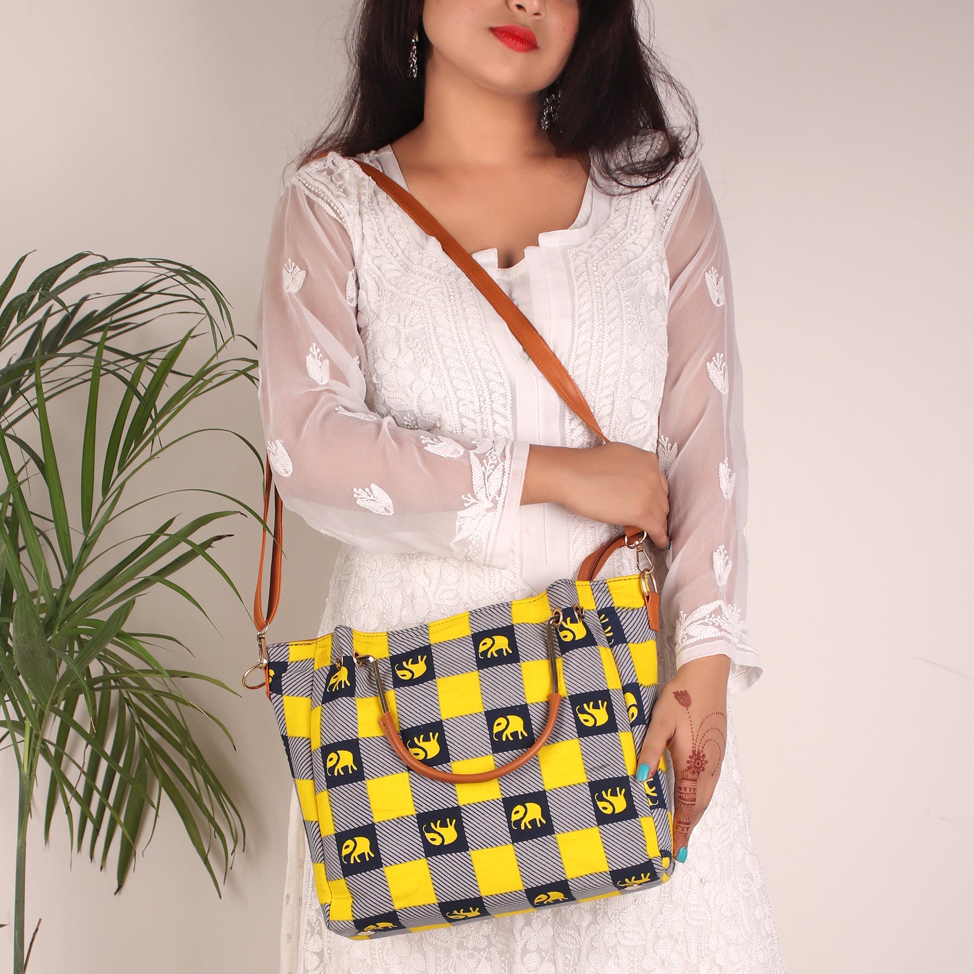 Tote Bag,The Bishop chequered Fabric Tote Bag - Cippele Multi Store