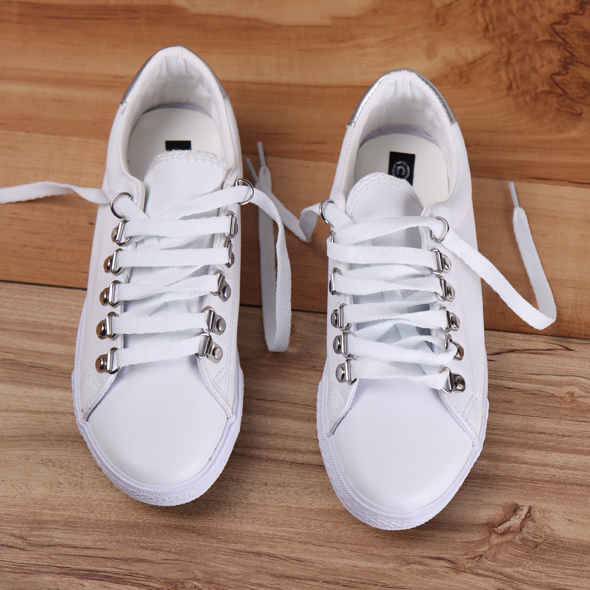 Foot Wear,White Sneaker with Silver Accents - Cippele Multi Store