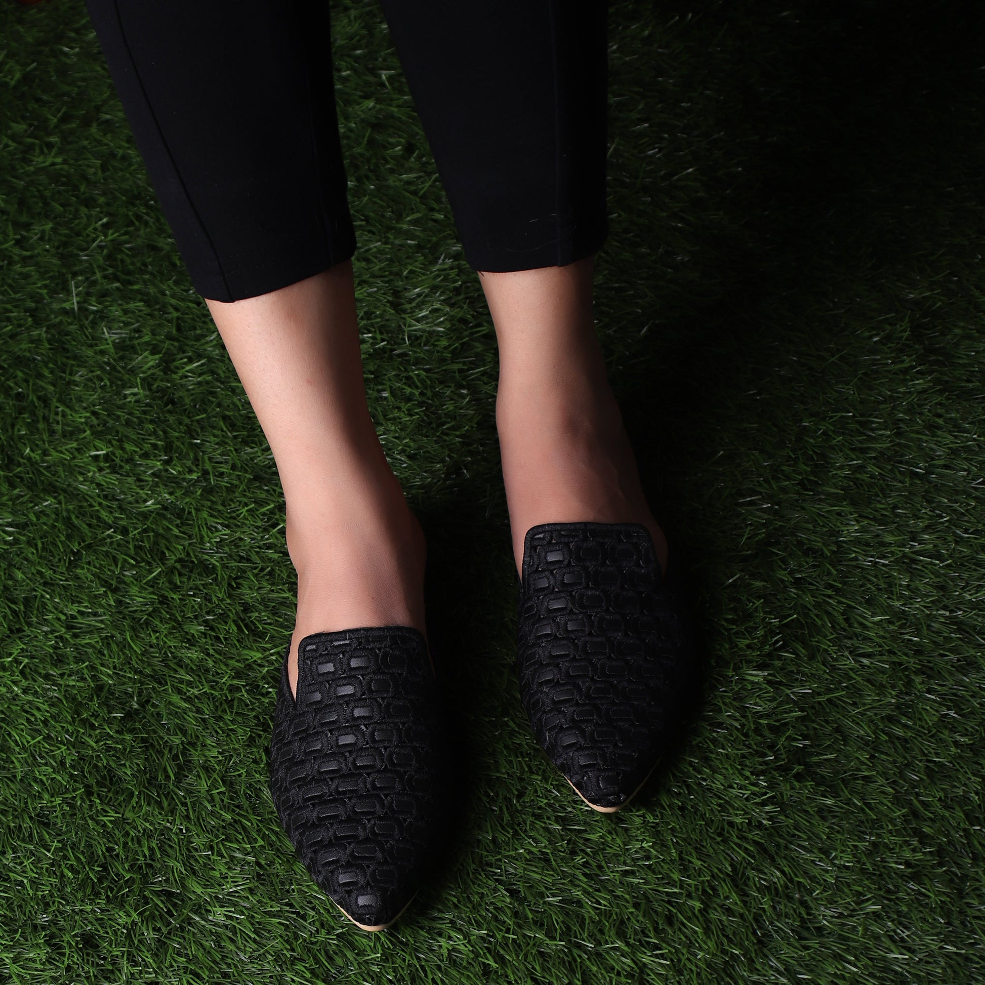 Foot Wear,The Quintessential Fabric Blocks Black Mules - Cippele Multi Store