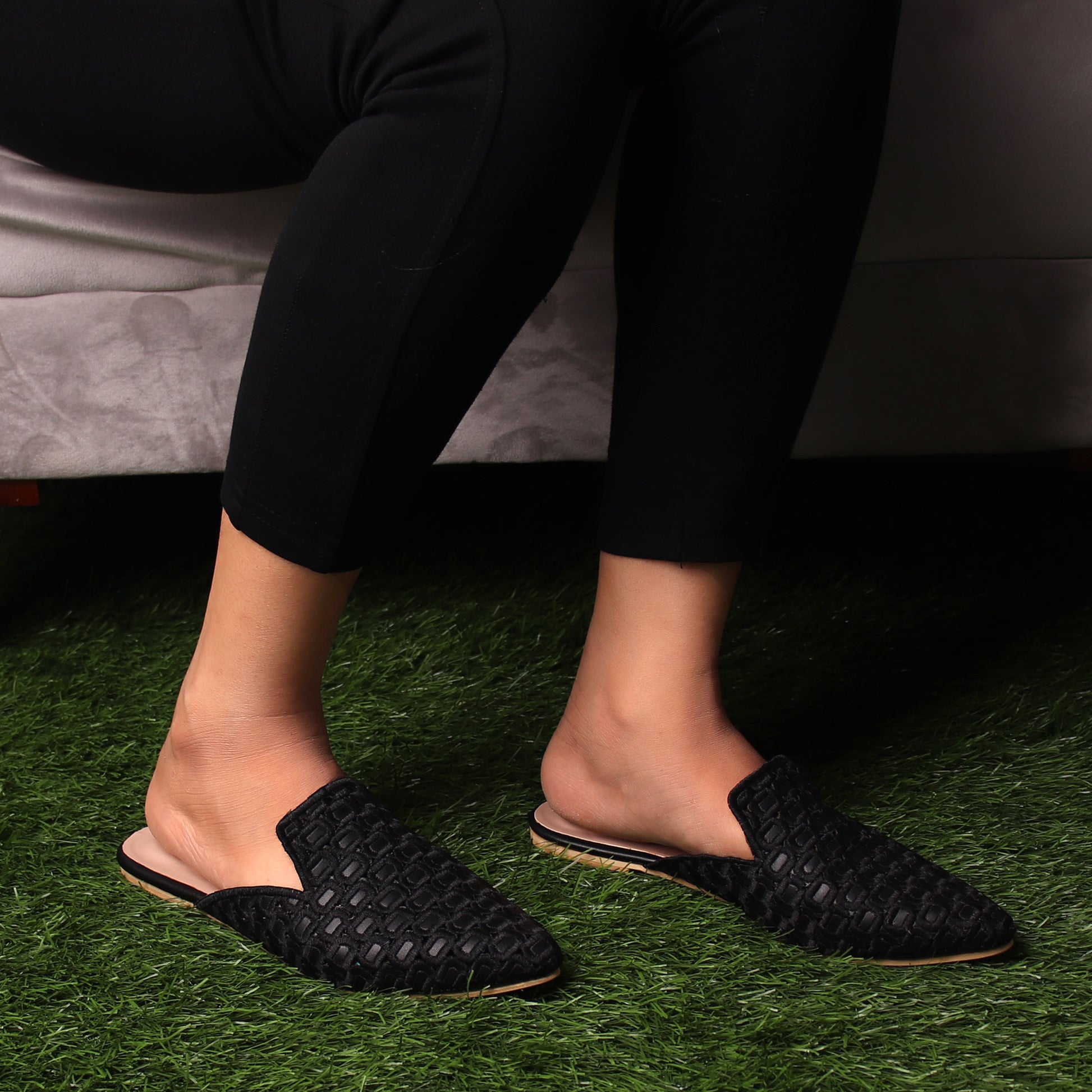 Foot Wear,The Quintessential Fabric Blocks Black Mules - Cippele Multi Store
