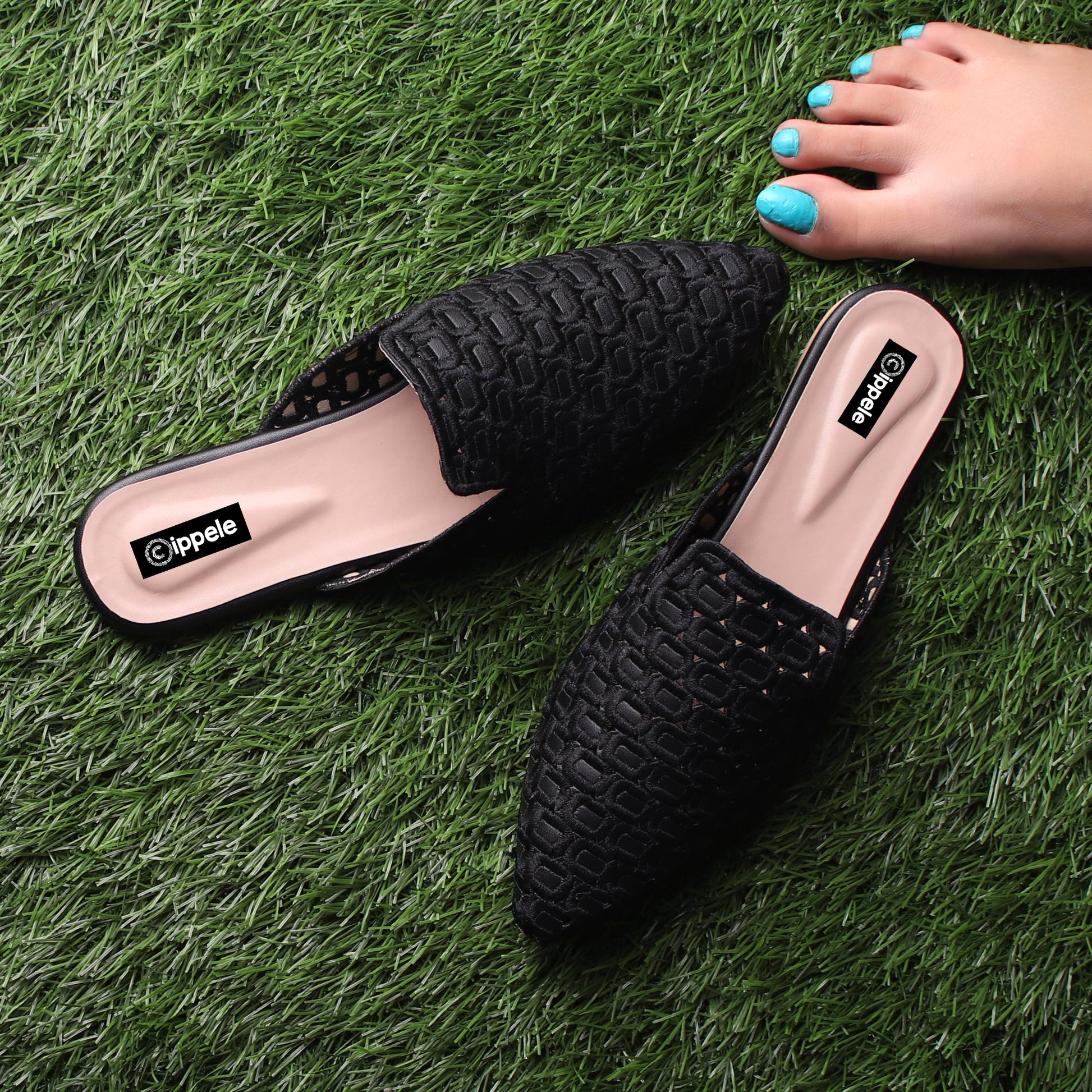 Foot Wear,The Quintessential Fabric Blocks Black Mules - Cippele Multi Store