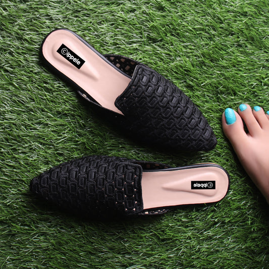 Foot Wear,The Quintessential Fabric Blocks Black Mules - Cippele Multi Store