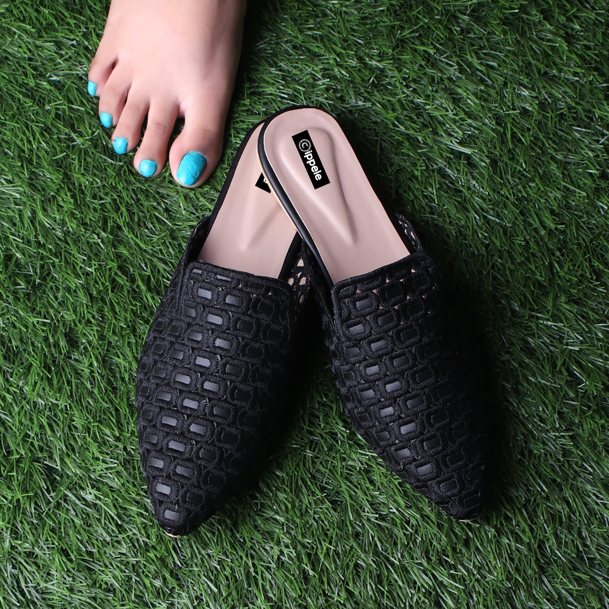 Foot Wear,The Quintessential Fabric Blocks Black Mules - Cippele Multi Store