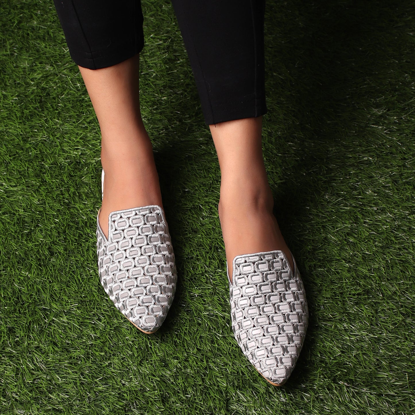 Foot Wear,The Quintessential Fabric Blocks Grey Mules - Cippele Multi Store