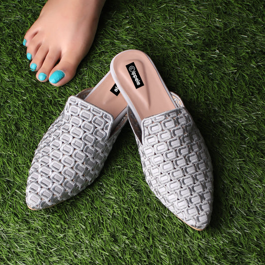 Foot Wear,The Quintessential Fabric Blocks Grey Mules - Cippele Multi Store