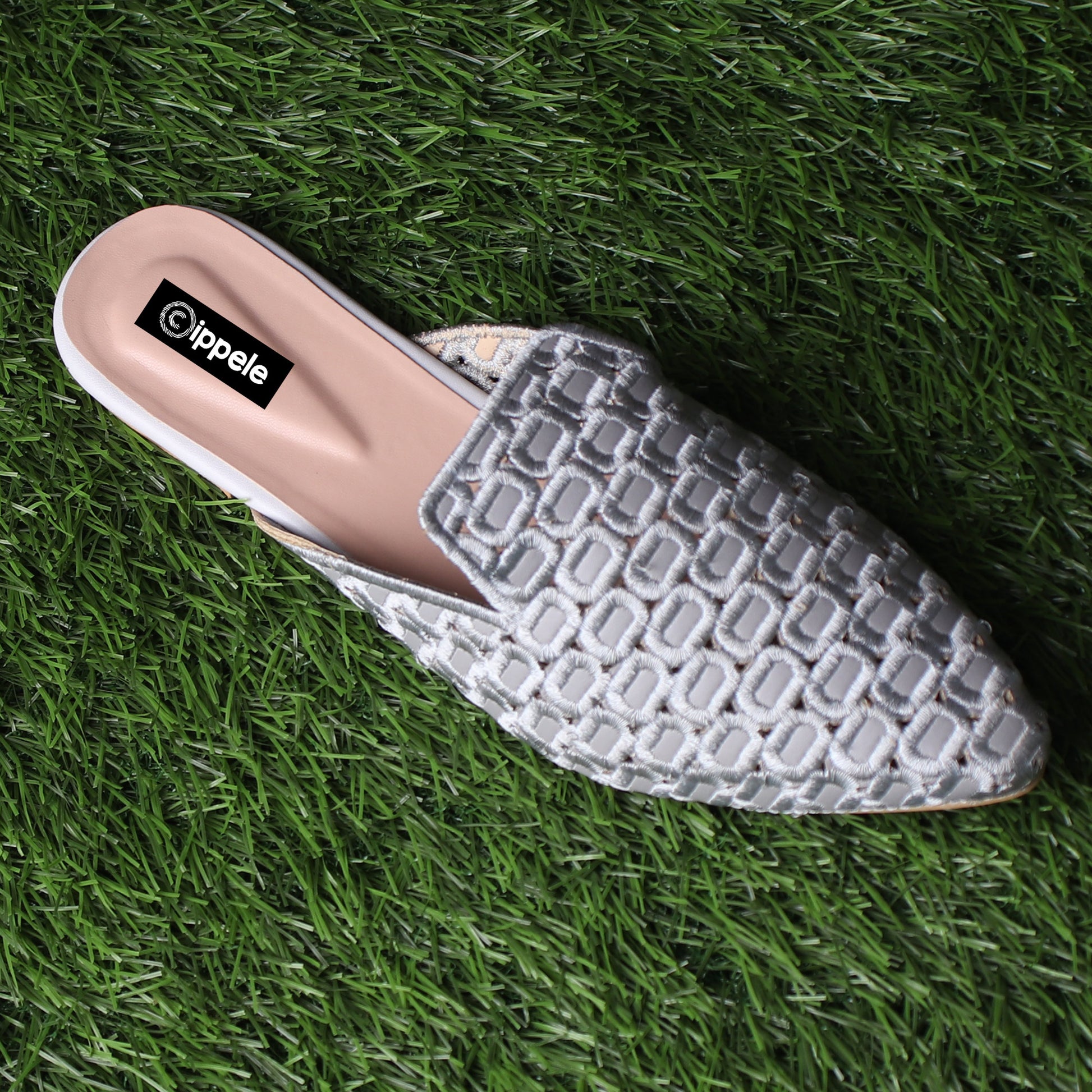 Foot Wear,The Quintessential Fabric Blocks Grey Mules - Cippele Multi Store