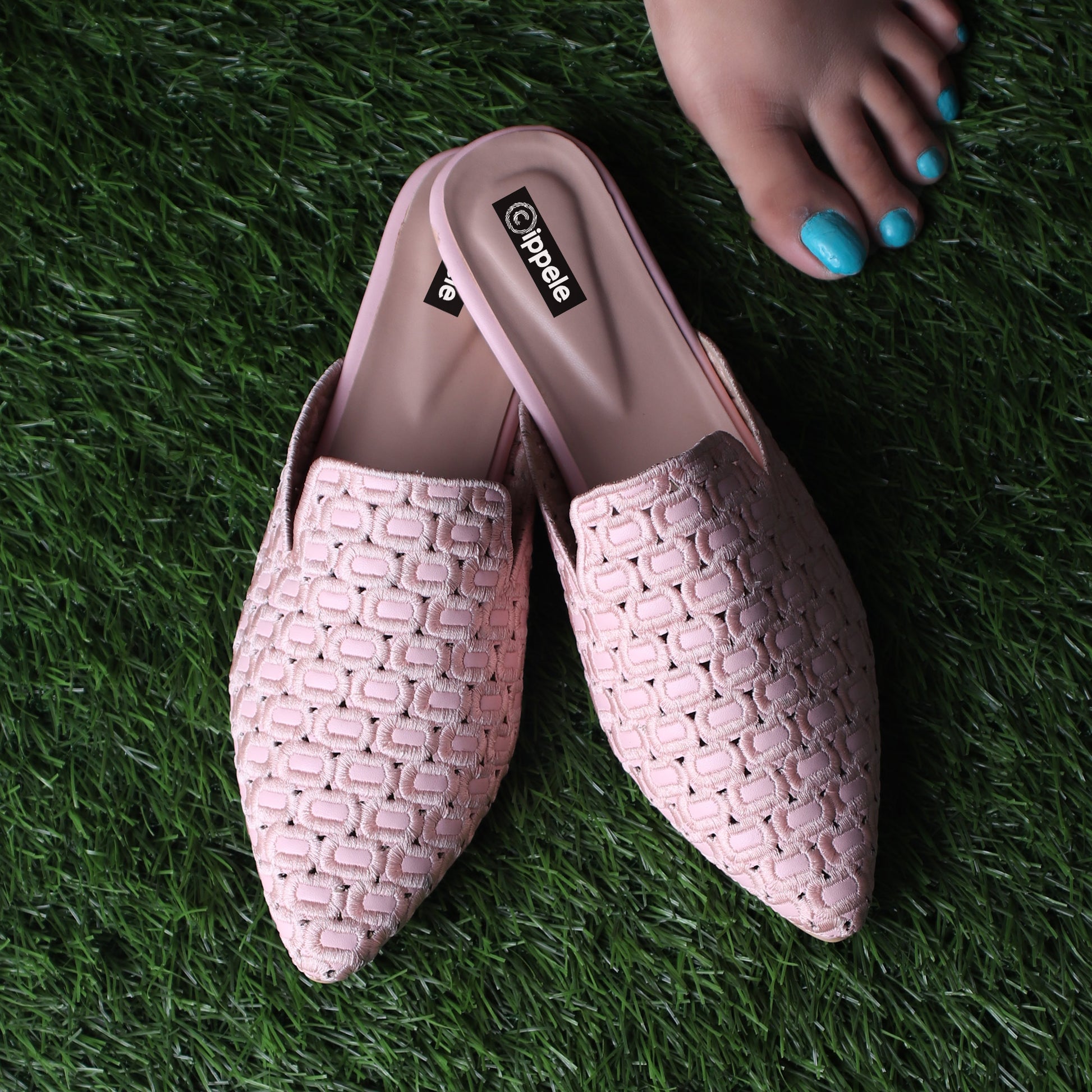 Foot Wear,The Quintessential Fabric Blocks Pink Mules - Cippele Multi Store