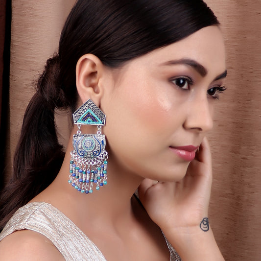 Earrings,The crown on your earlobe Earring in Blue & Green - Cippele Multi Store