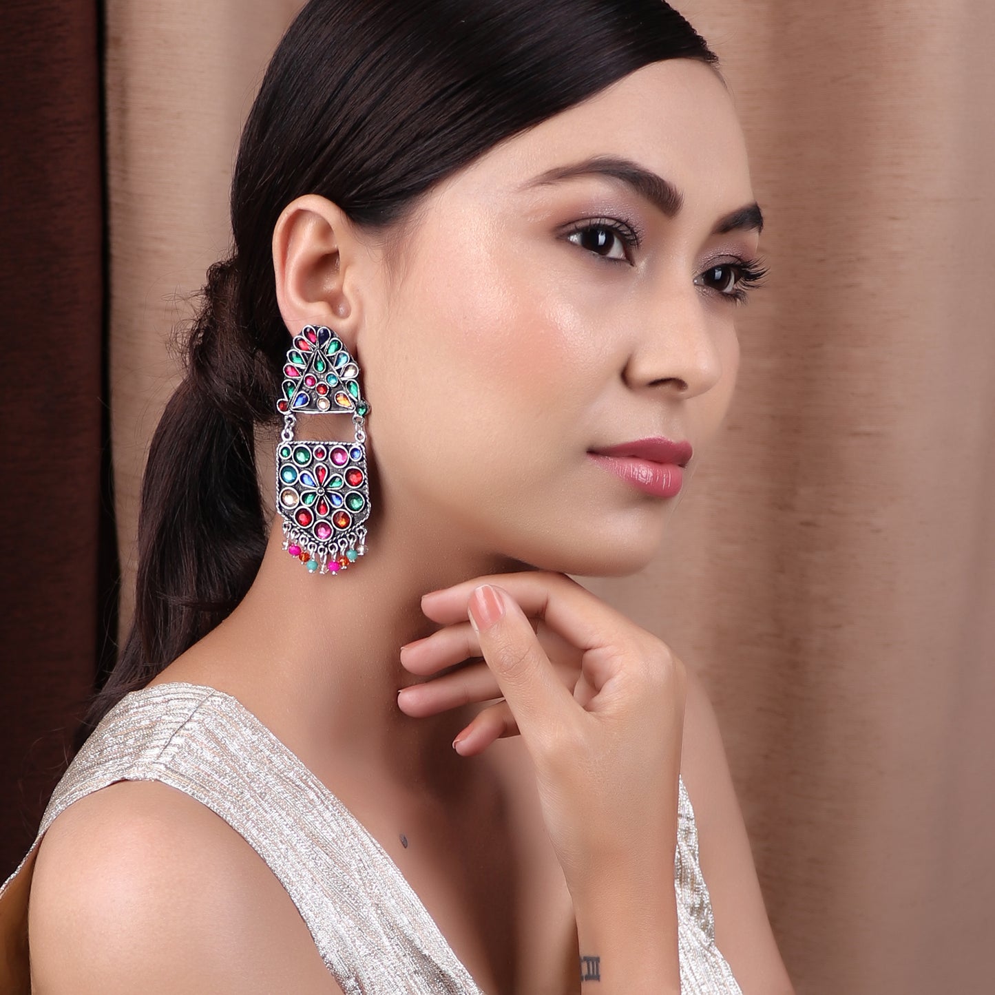 Earrings,The Flower Pearl Afghani earing in Multicolor - Cippele Multi Store