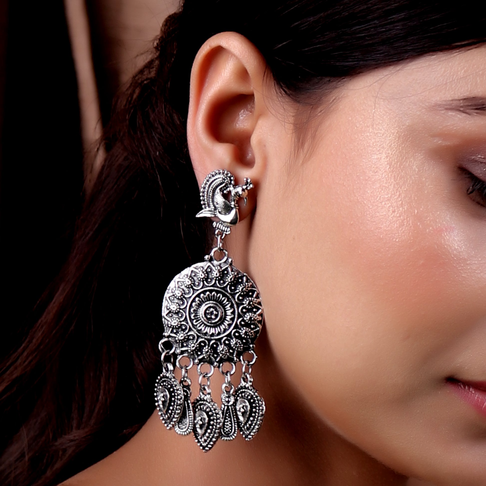 Earrings,The Royal Swan Earring in Oxidized Silver - Cippele Multi Store