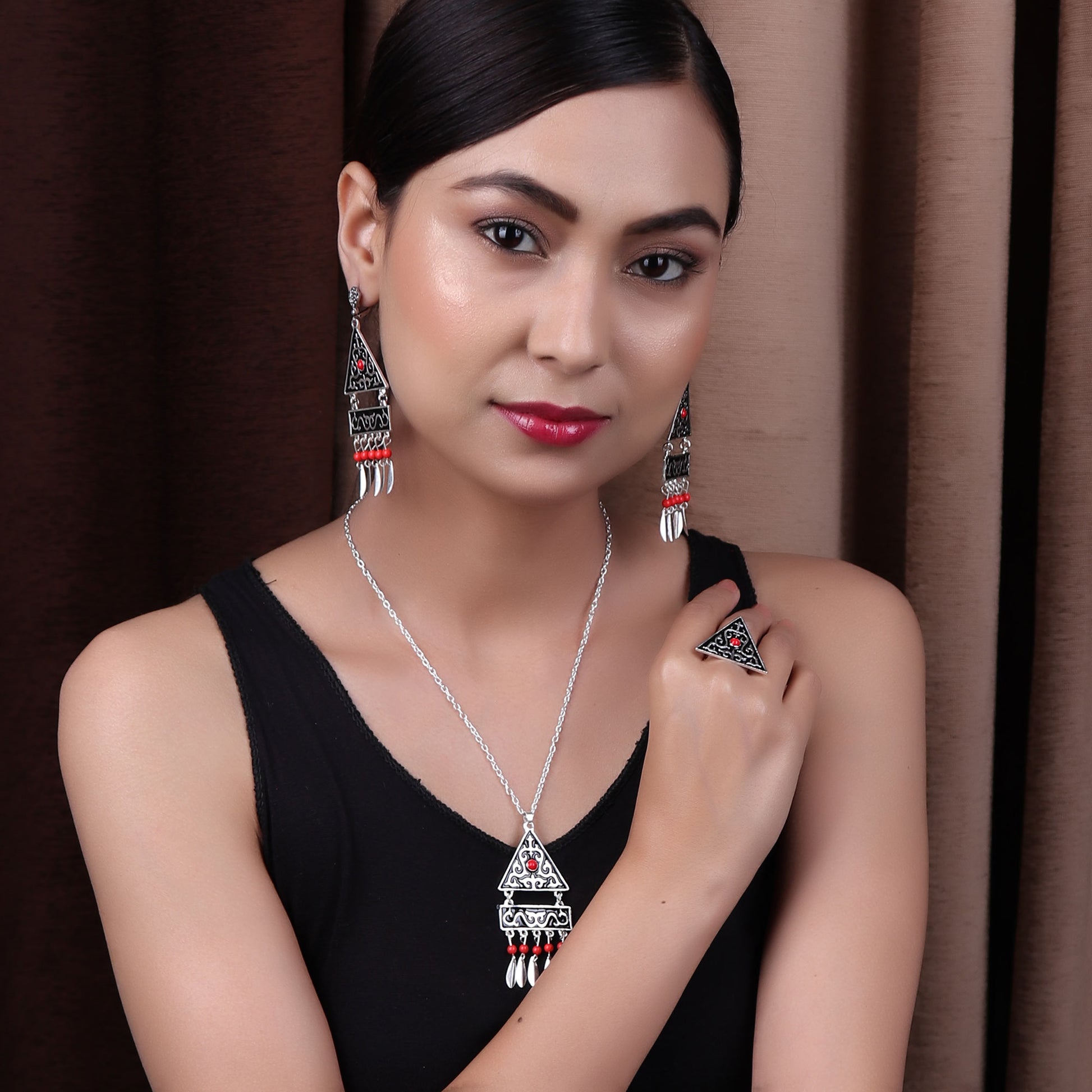 Necklace Set,The Roman Empire Set in Red - Cippele Multi Store