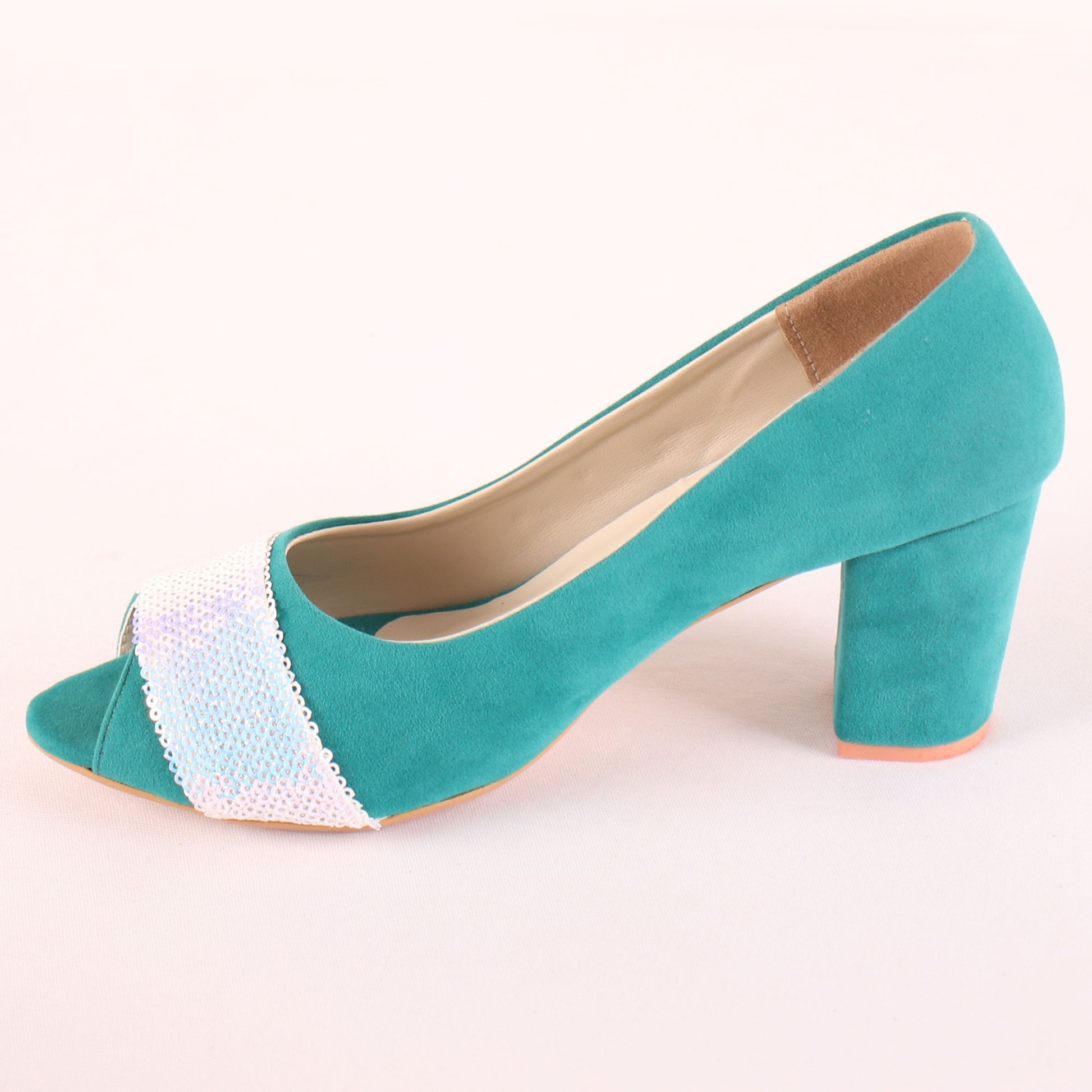 Foot Wear,The Ravishing Fillet Suede Block Heel in Green - Cippele Multi Store