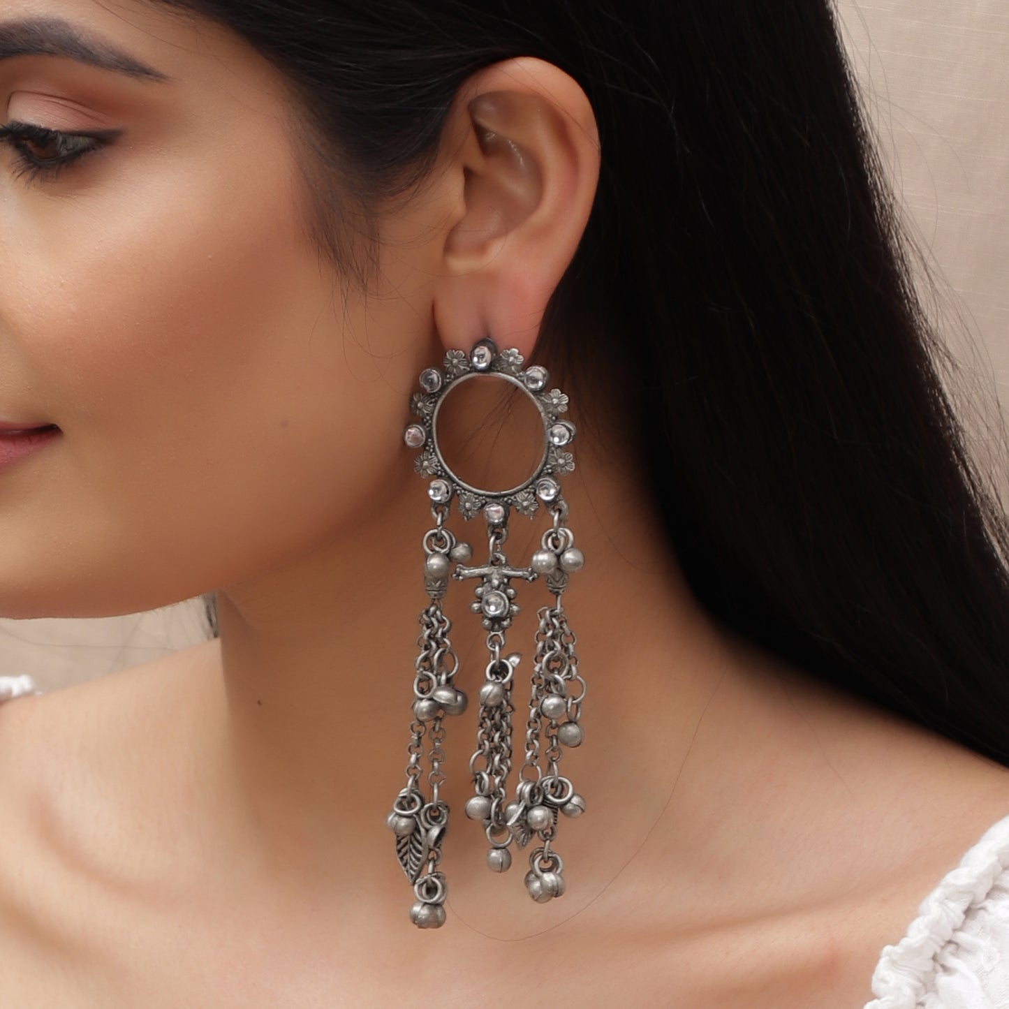 Antique Silver Finish Gracious Inky Trinky Earrings