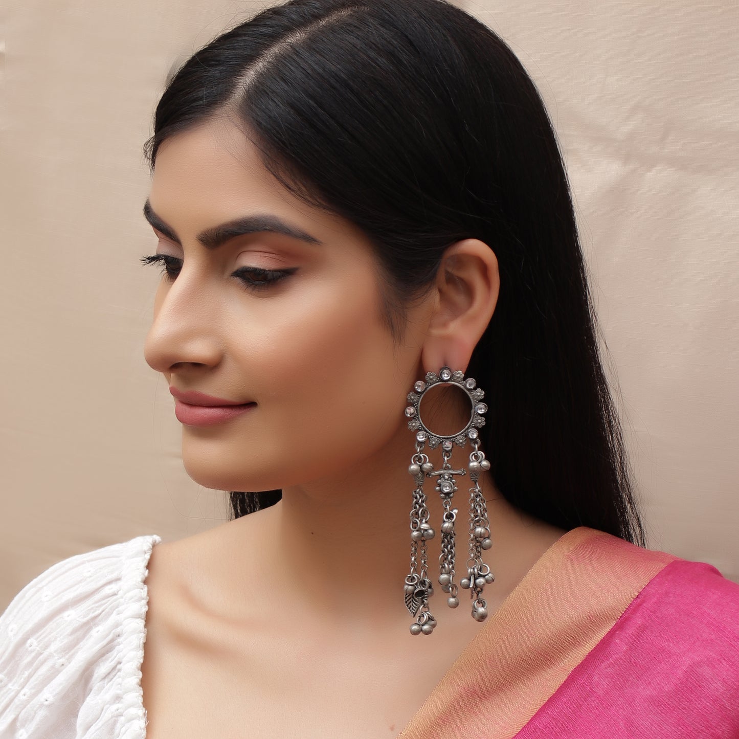 Antique Silver Finish Gracious Inky Trinky Earrings