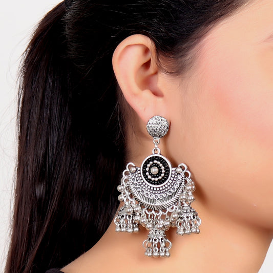 Earrings,Oxidized Triple Jhoomer Earrings - Cippele Multi Store